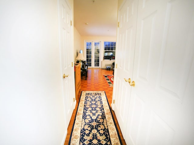 hallway with parquet floors