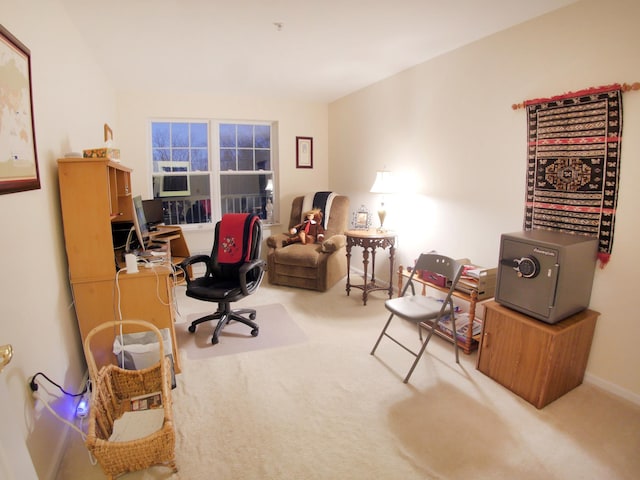 view of carpeted office space