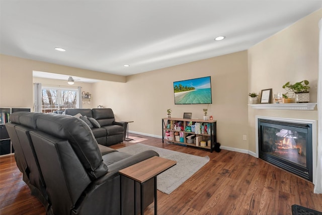 living room featuring dark hardwood / wood-style floors