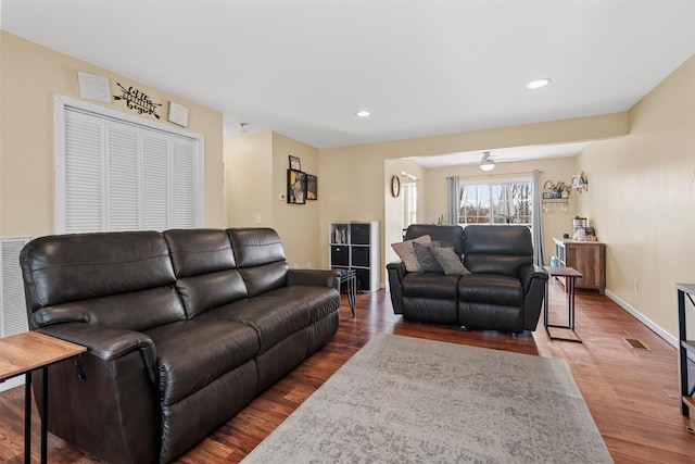 living room with hardwood / wood-style flooring