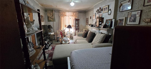 interior space with ornamental molding