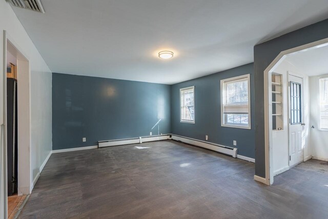 34 Laurel Trl, Monroe, NY 10950 - empty room featuring baseboard heating, wood finished floors, baseboards, and visible vents
