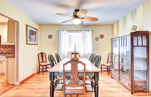 8 Lucky Ln, Washingtonville, NY 10992 - dining area featuring ceiling fan, light wood-style flooring, and baseboards