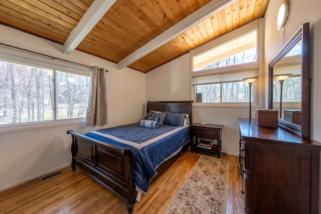 810 Haverstraw Rd, Suffern, NY 10901 - bedroom with wood finished floors, visible vents, wood ceiling, and lofted ceiling with beams