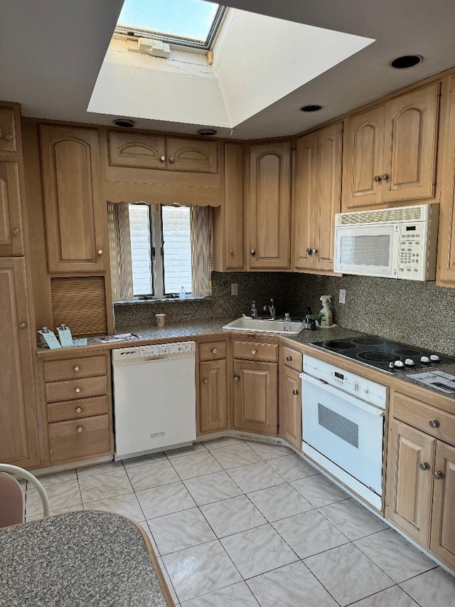 158-24 81st St, Howard Beach, NY 11414 - kitchen with decorative backsplash, a sink, and white appliances