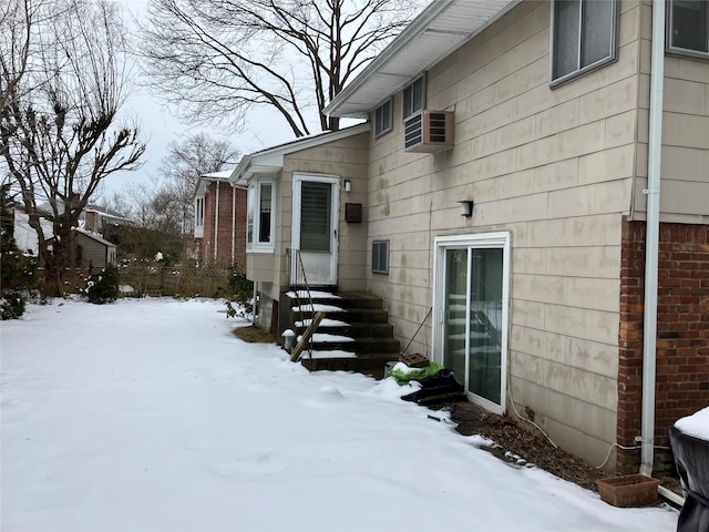 view of snow covered exterior