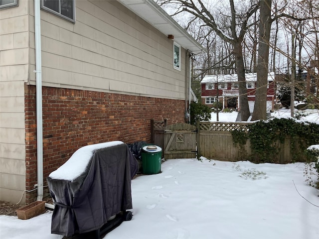 view of snow covered exterior