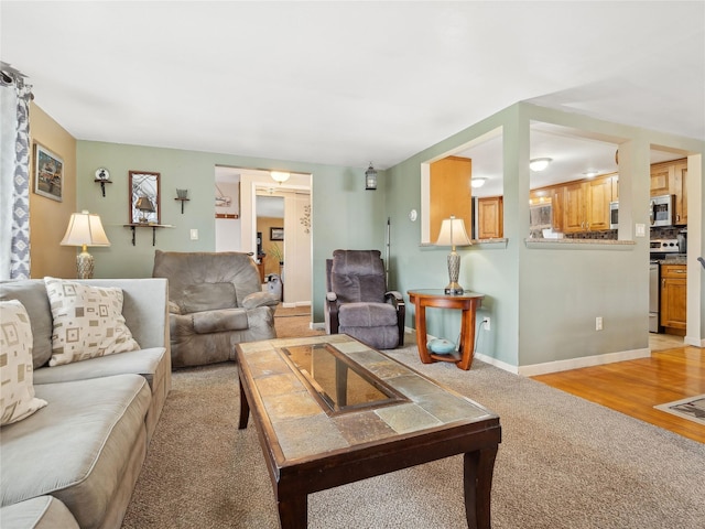 living room featuring light hardwood / wood-style floors