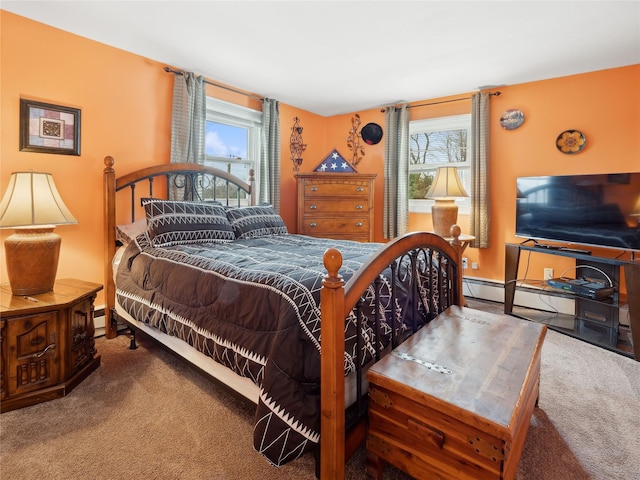 bedroom featuring multiple windows and carpet floors