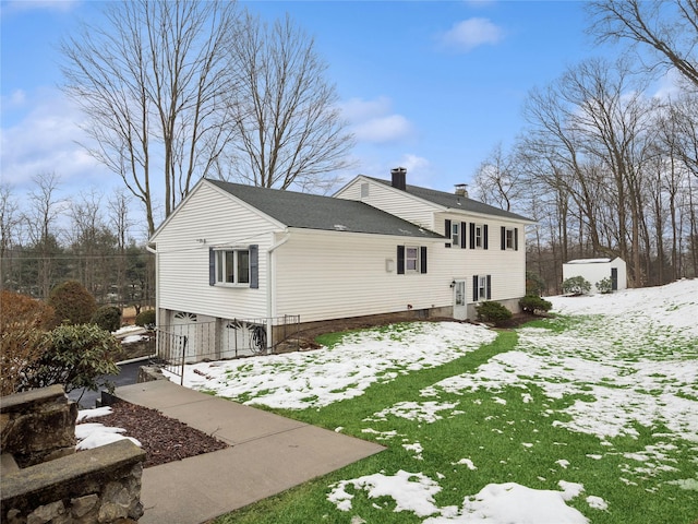 view of snow covered property