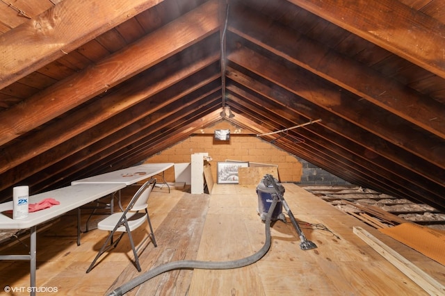 view of unfinished attic