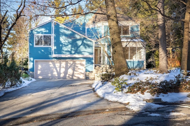 front facade with a garage