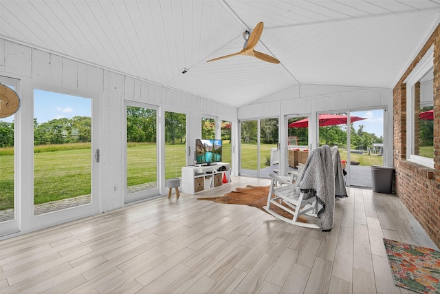 50 Maple Ave, Goshen, NY 10924 - sunroom / solarium with a ceiling fan, vaulted ceiling, healthy amount of natural light, and wood finished floors