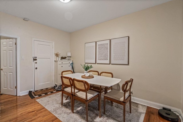 dining area featuring wood-type flooring