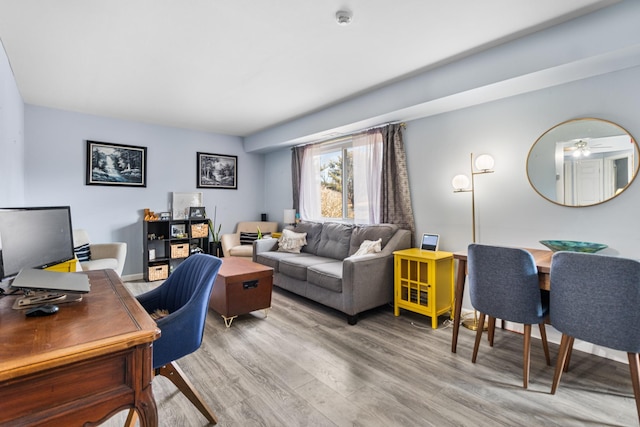 office area featuring light hardwood / wood-style floors