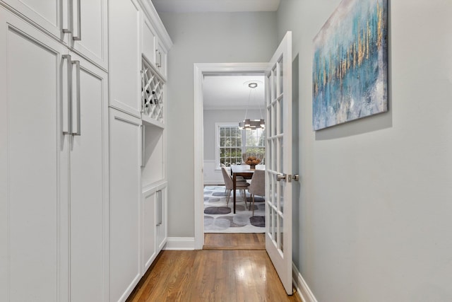 hallway featuring wood-type flooring