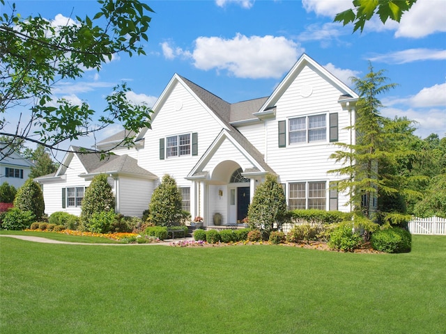 view of front of home with a front yard