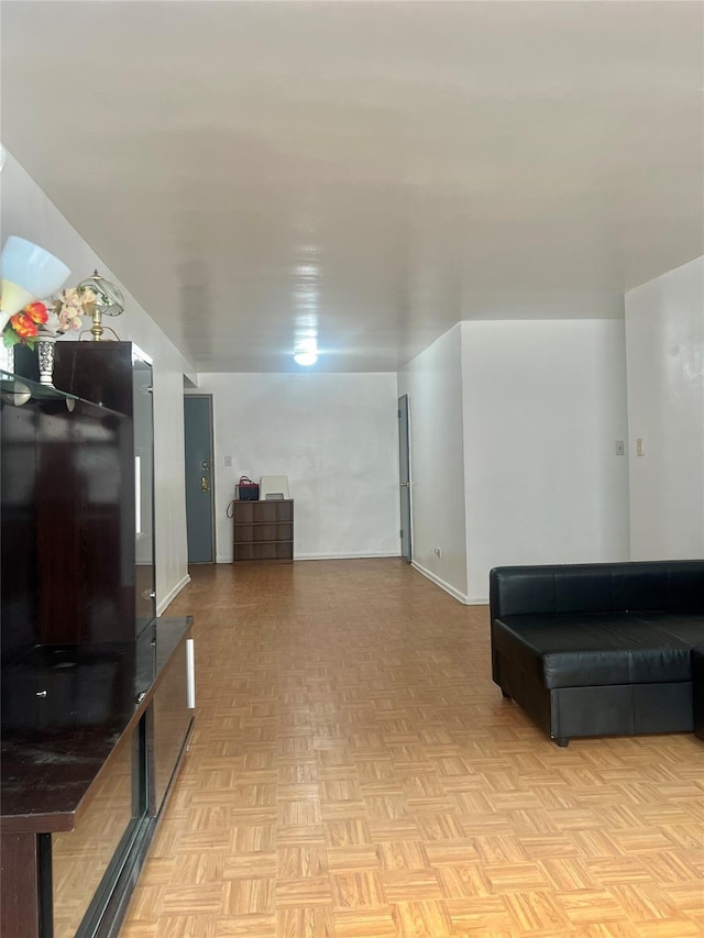 living room with light parquet flooring