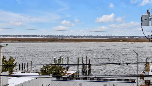 view of dock featuring a water view