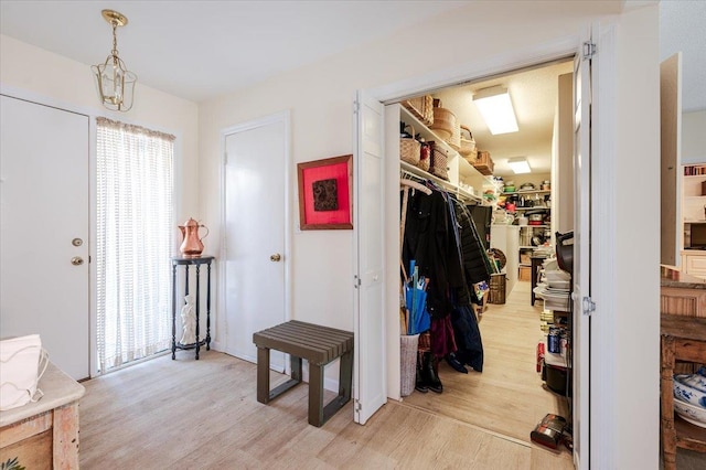 interior space featuring light wood-style floors