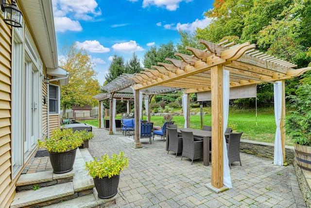 34 Clark Ln, Harriman, NY 10926 - view of patio / terrace featuring outdoor dining area and a pergola