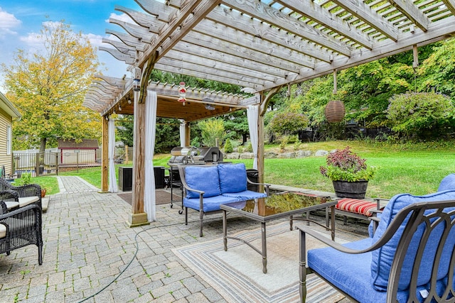 34 Clark Ln, Harriman, NY 10926 - view of patio / terrace featuring an outdoor hangout area and a pergola