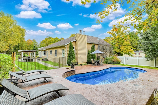 34 Clark Ln, Harriman, NY 10926 - view of swimming pool featuring a patio area, a pergola, and outdoor dining space