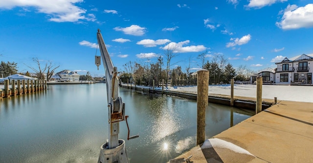 view of dock featuring a water view