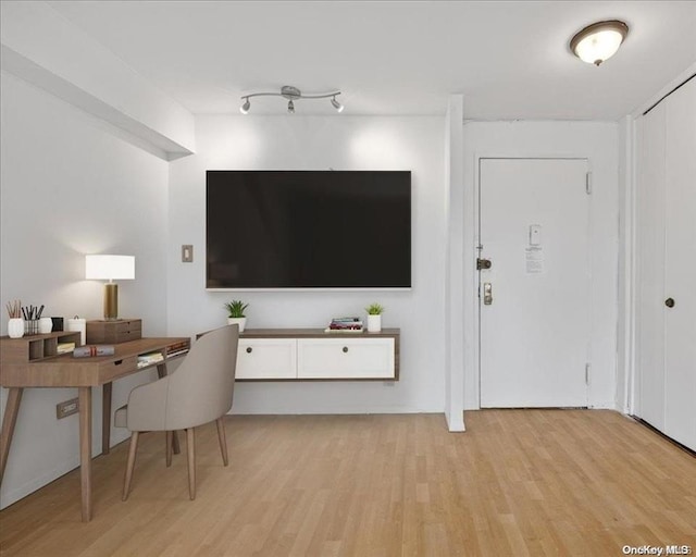 living room with light hardwood / wood-style flooring