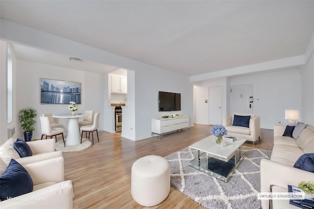 living room with light wood-type flooring