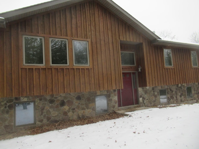 view of snowy exterior