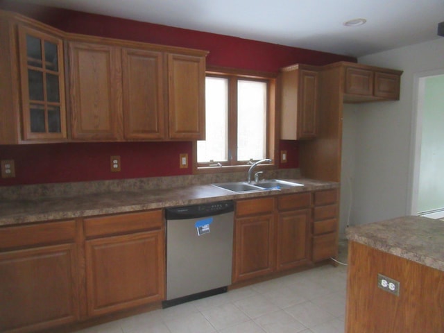 kitchen with sink and stainless steel dishwasher