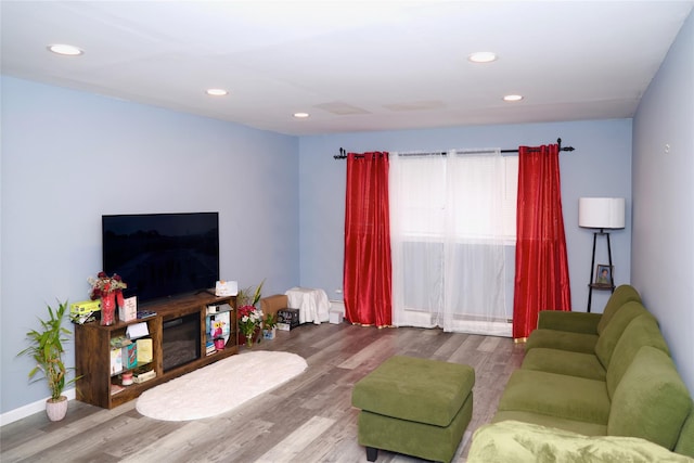 living room featuring hardwood / wood-style flooring