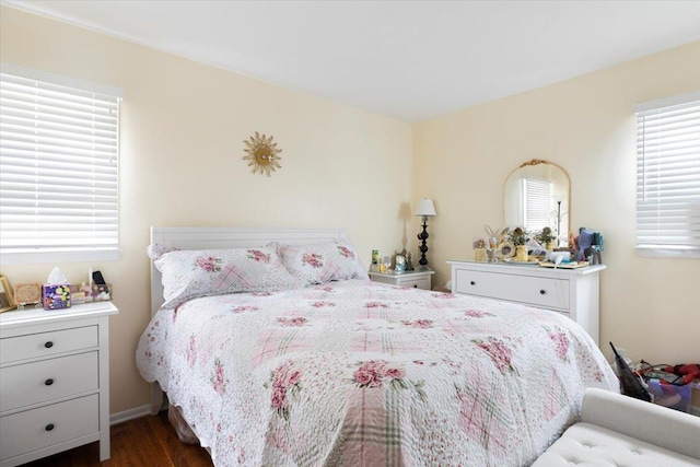 bedroom featuring dark hardwood / wood-style floors