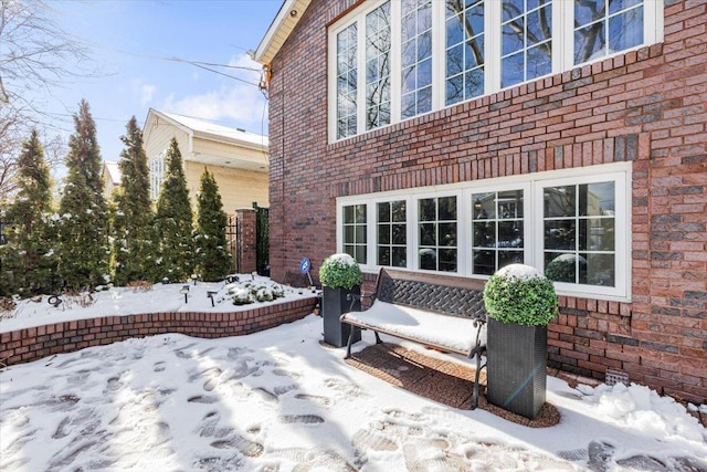 view of snow covered patio