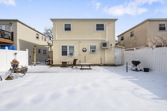 view of snow covered property