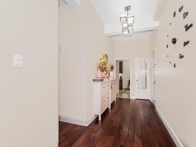 hall with dark hardwood / wood-style floors