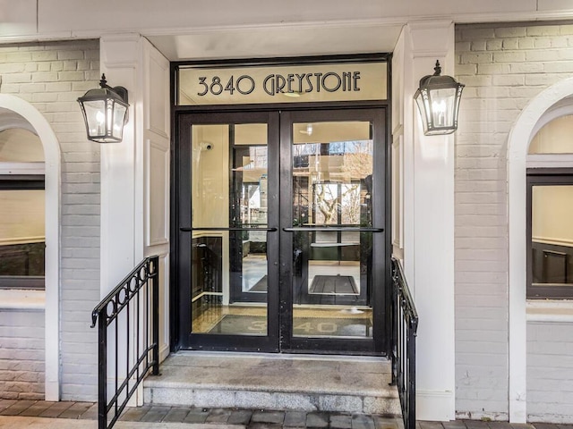 property entrance with french doors