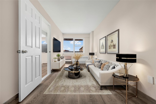 living area featuring wood finished floors