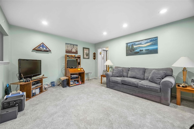 living room with carpet floors