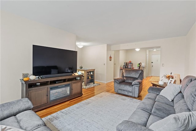 living room with light hardwood / wood-style floors