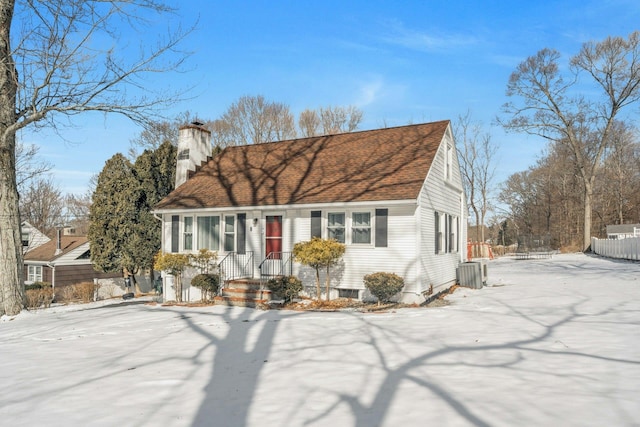 view of front of house with central air condition unit