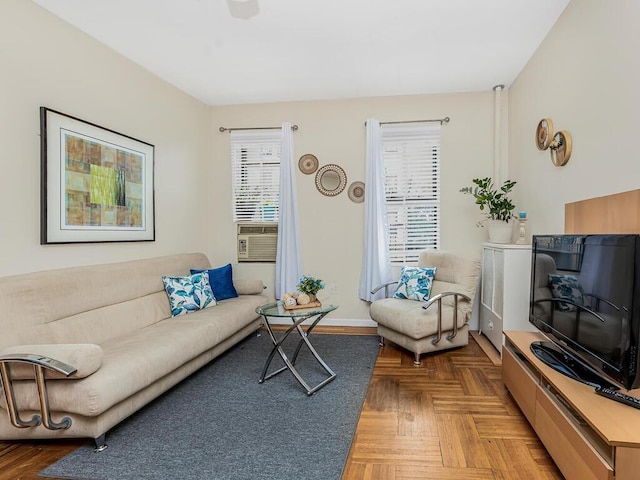 91 E 208th St Unit 3K, Bronx, NY 10467 - living room featuring cooling unit and baseboards