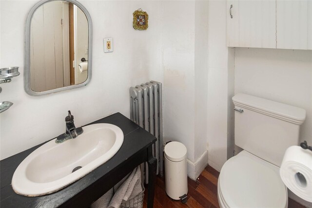 807 Lucas Avenue Ext, Hurley, NY 12443 - bathroom featuring radiator, wood finished floors, toilet, and vanity