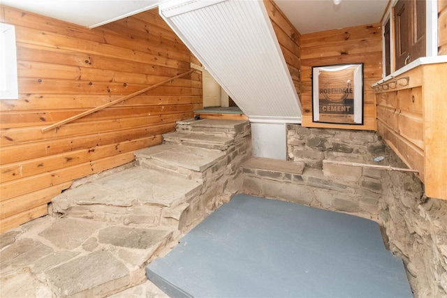 807 Lucas Avenue Ext, Hurley, NY 12443 - staircase with wood walls