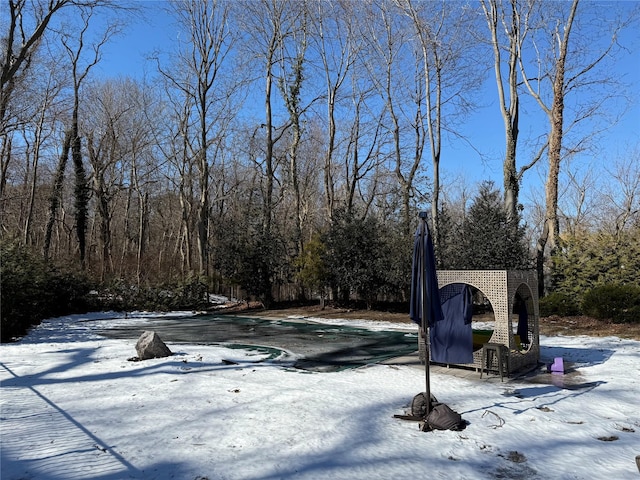 view of yard covered in snow