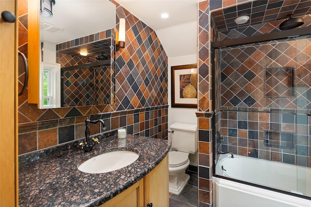 58 Spring Ln, Chappaqua, NY 10514 - full bathroom featuring shower / bath combination with glass door, vanity, and toilet