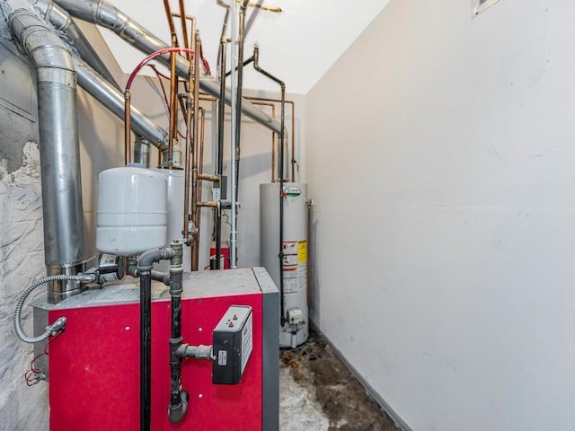 utility room with gas water heater