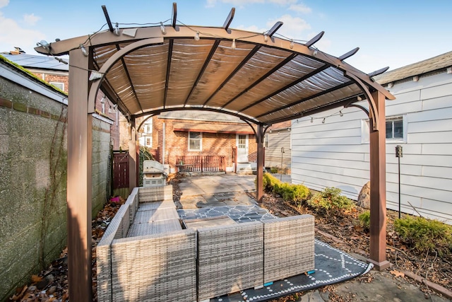 view of patio featuring an outdoor hangout area and grilling area