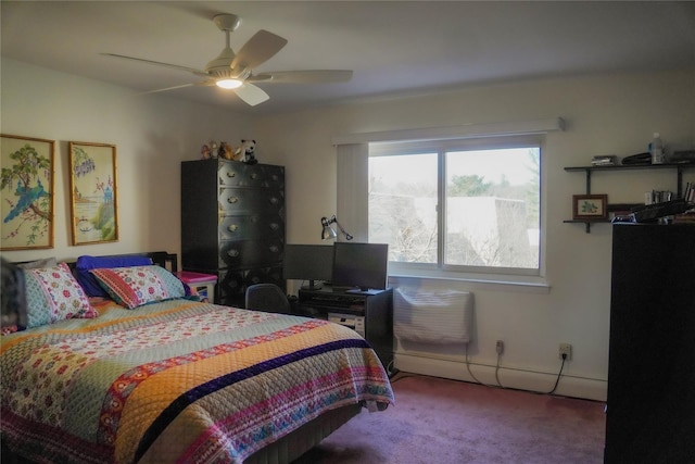334 Central Park Ave Unit H8, Scarsdale, NY 10583 - bedroom featuring a baseboard radiator, carpet flooring, and ceiling fan